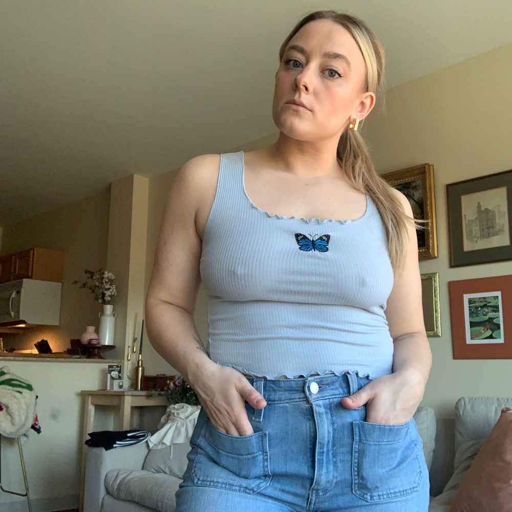 Blue Butterfly Tank Top